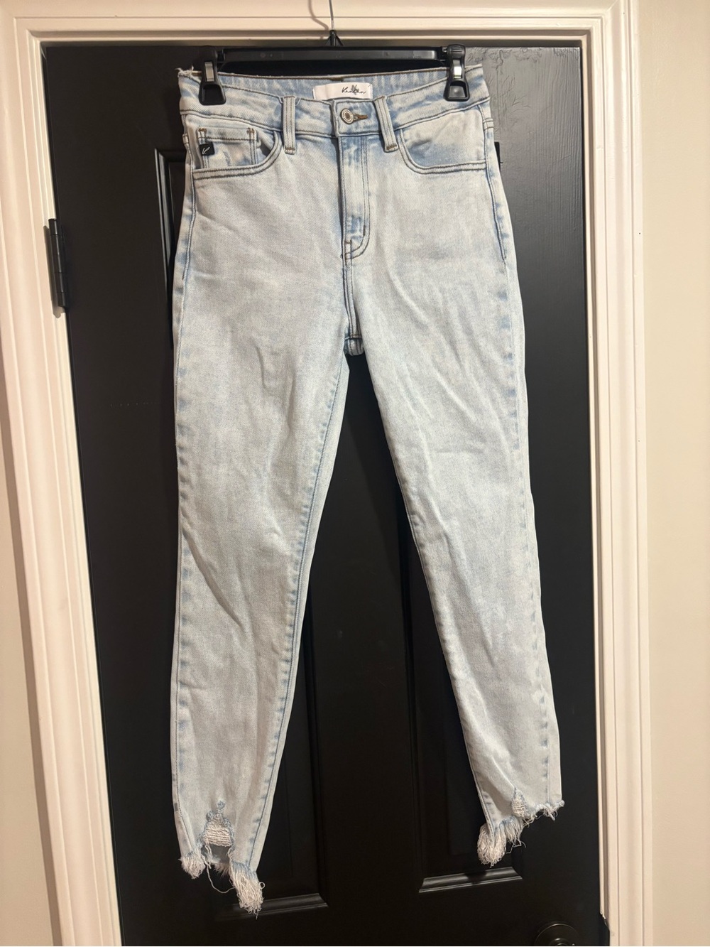 KanCan Light Wash Skinny Jeans with Frayed Hem